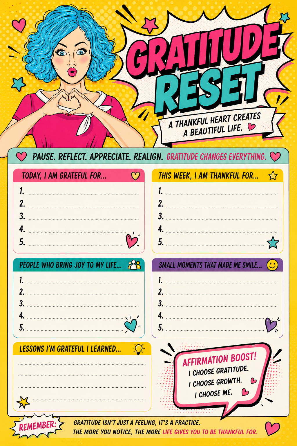 Gratitude Reset printable one-page sheet preview