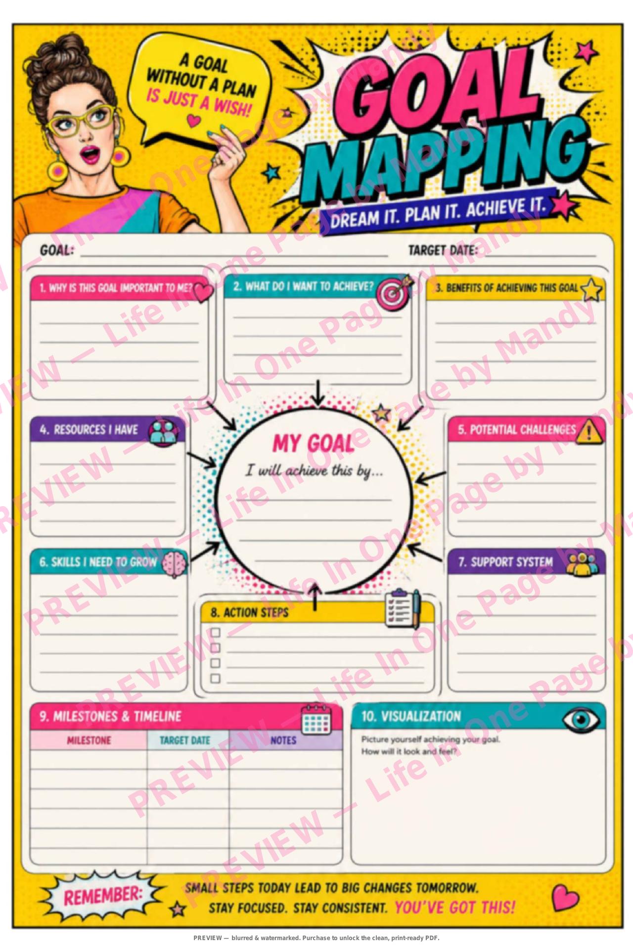 Personal Growth Planner — The One-Page Collection — watermarked preview of printable page 9