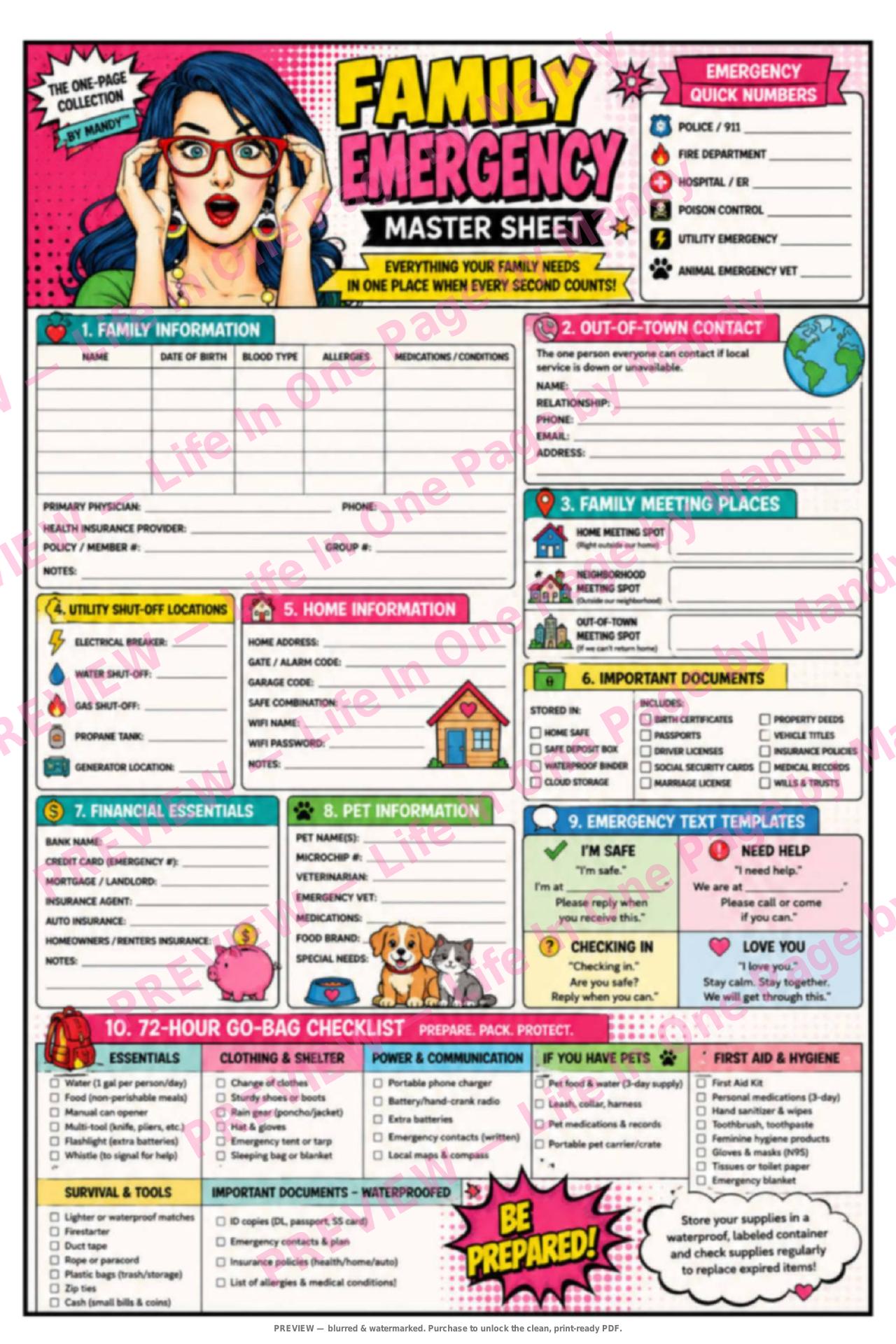 Home & Life Journal — The One-Page Collection — watermarked preview of printable page 3