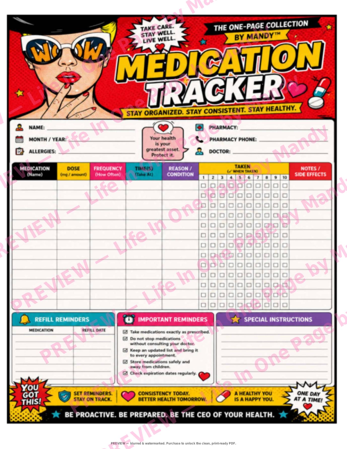 Health & Wellness — The One-Page Collection — watermarked preview of printable page 3