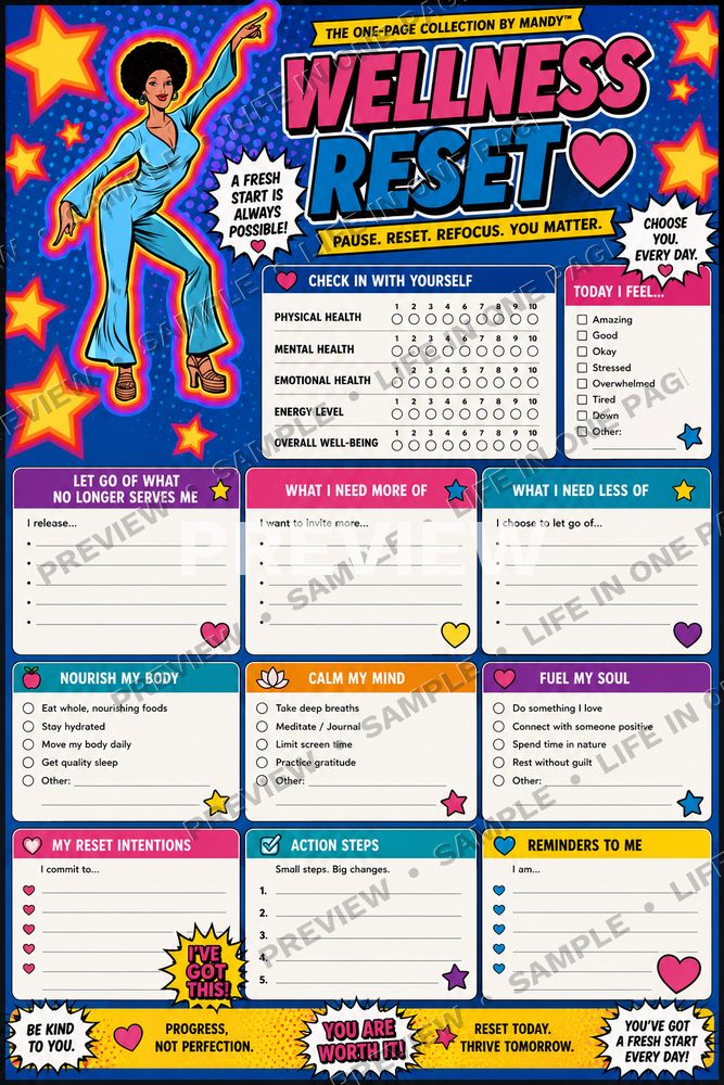 Wellness Reset printable one-page sheet preview