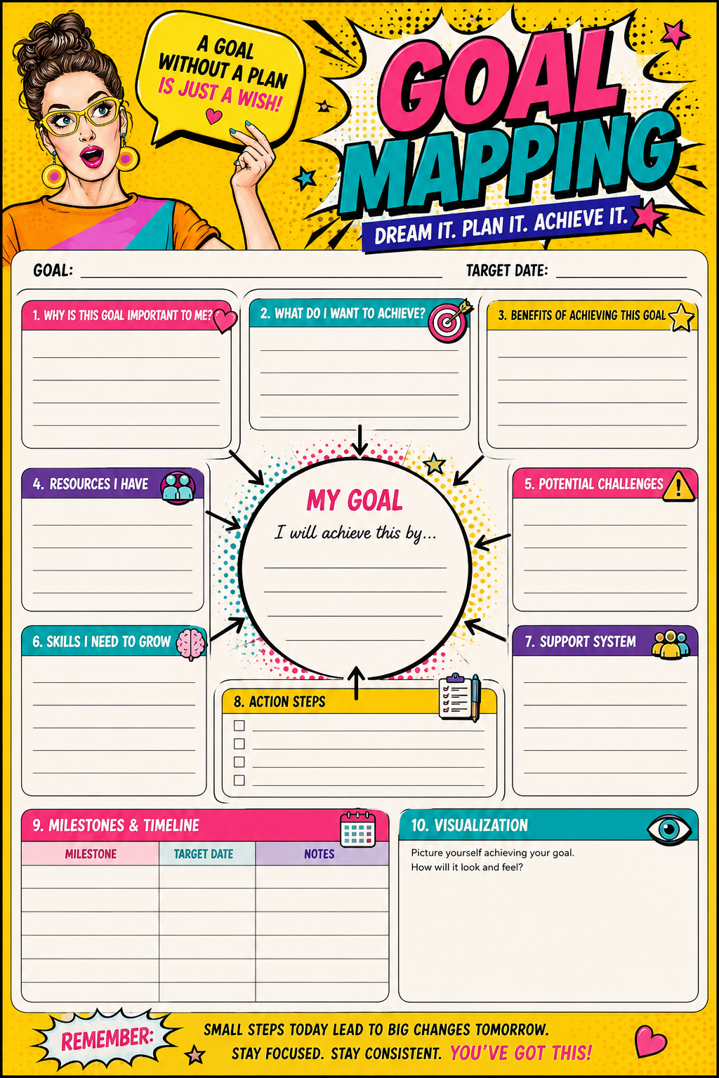 Goal Mapping printable one-page sheet preview