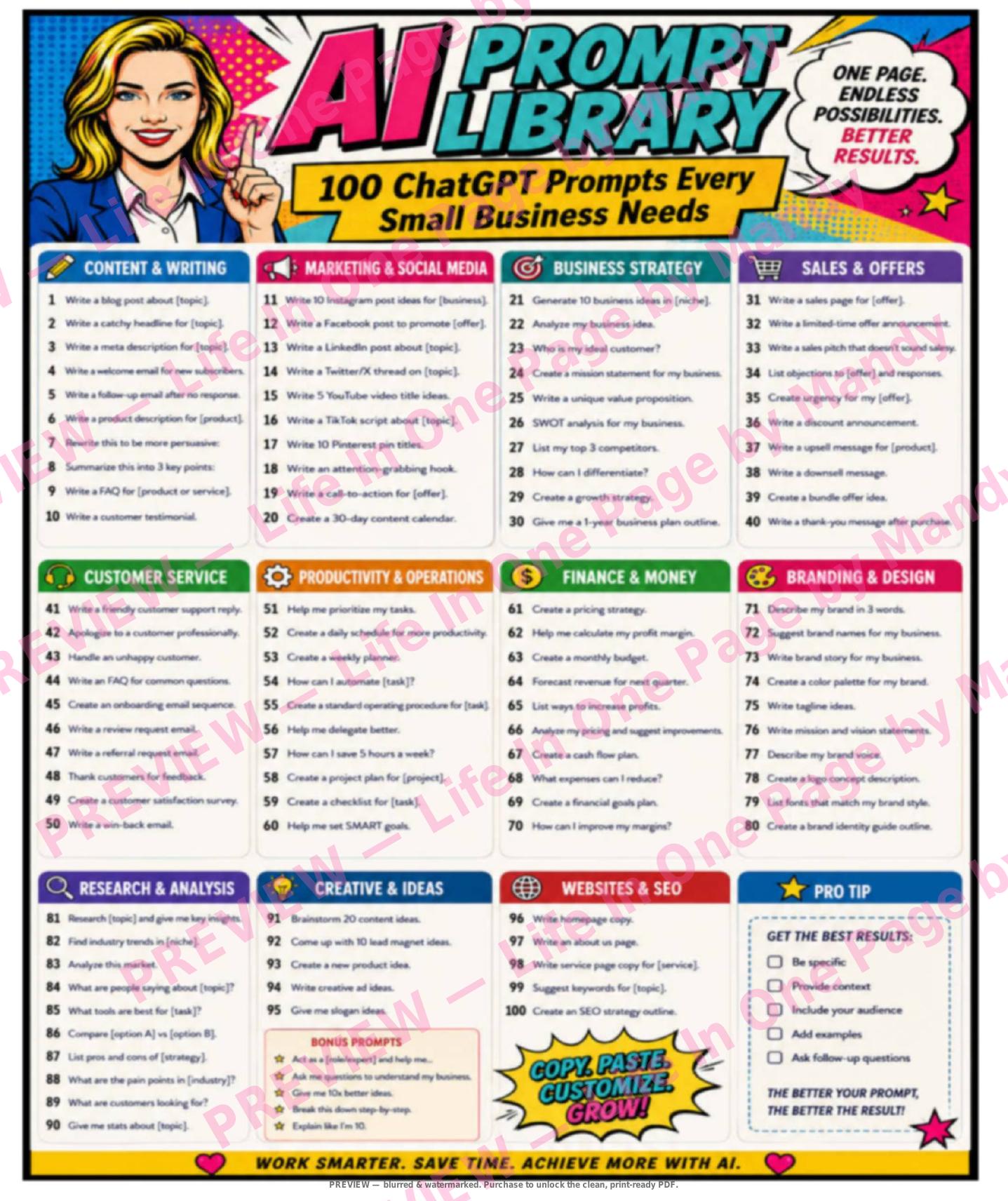 Business Planner — The One-Page Collection — watermarked preview of printable page 3