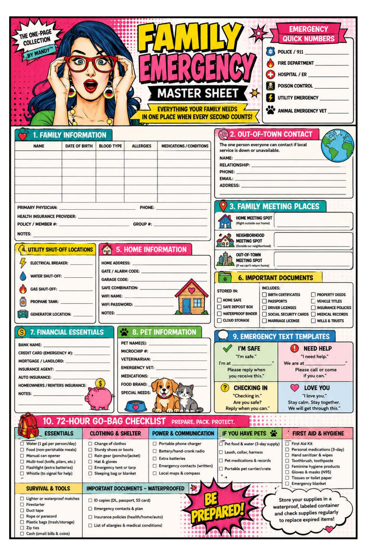 Family Chore Chart printable one-page Home & Life sheet preview