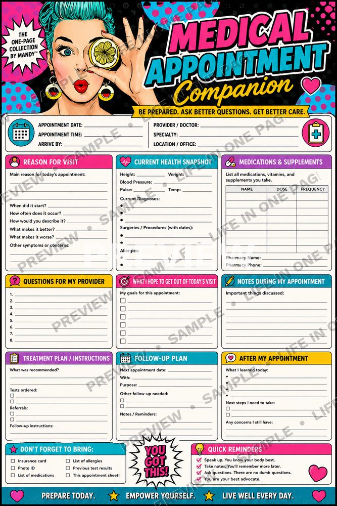 Medical Appointment Companion printable one-page sheet preview